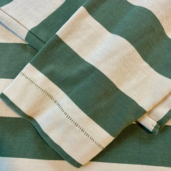 Knickerbocker heavyweight Striped Long Sleeve Shirt - Green and Cream - Picture 6 of 7